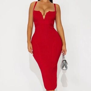 Fashion Nova Misty Red Bandage Dress